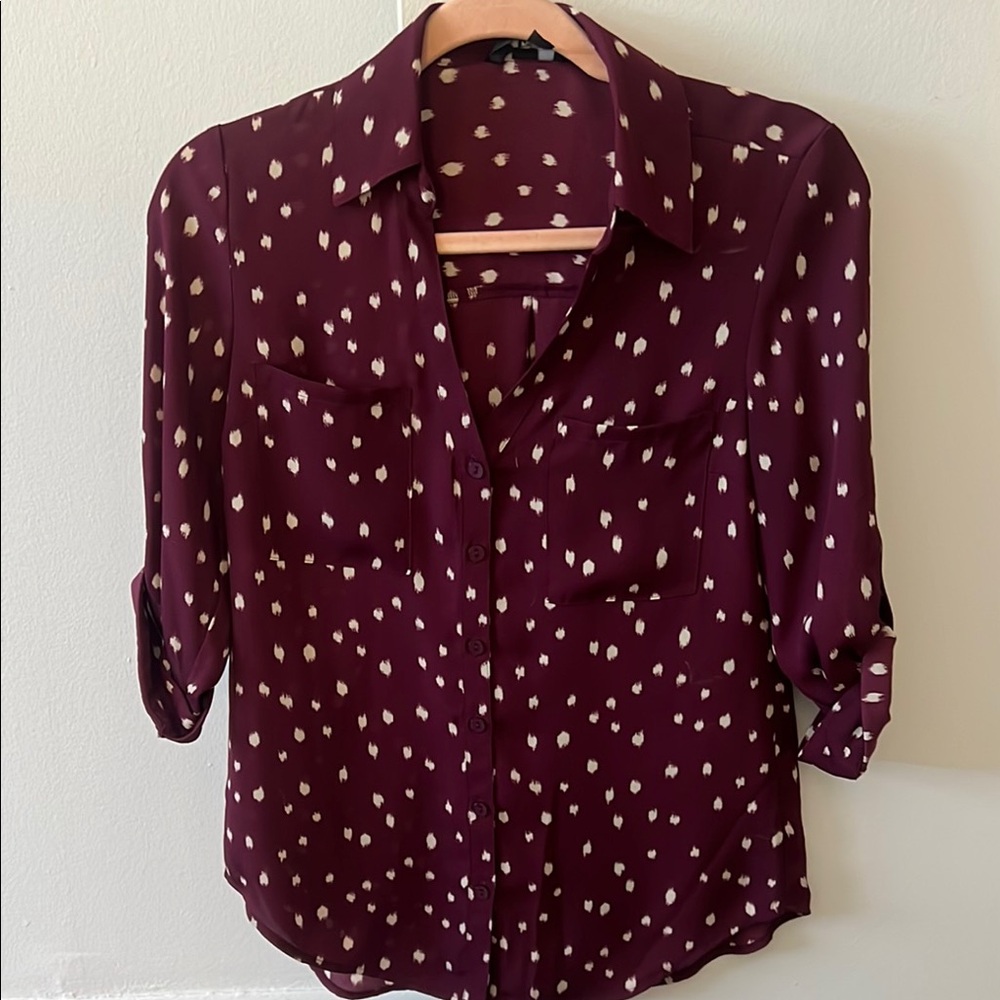 Women's Burgundy Polka Dot Blouse